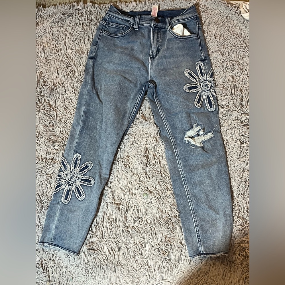Justice Blue Distressed Denim Jeans